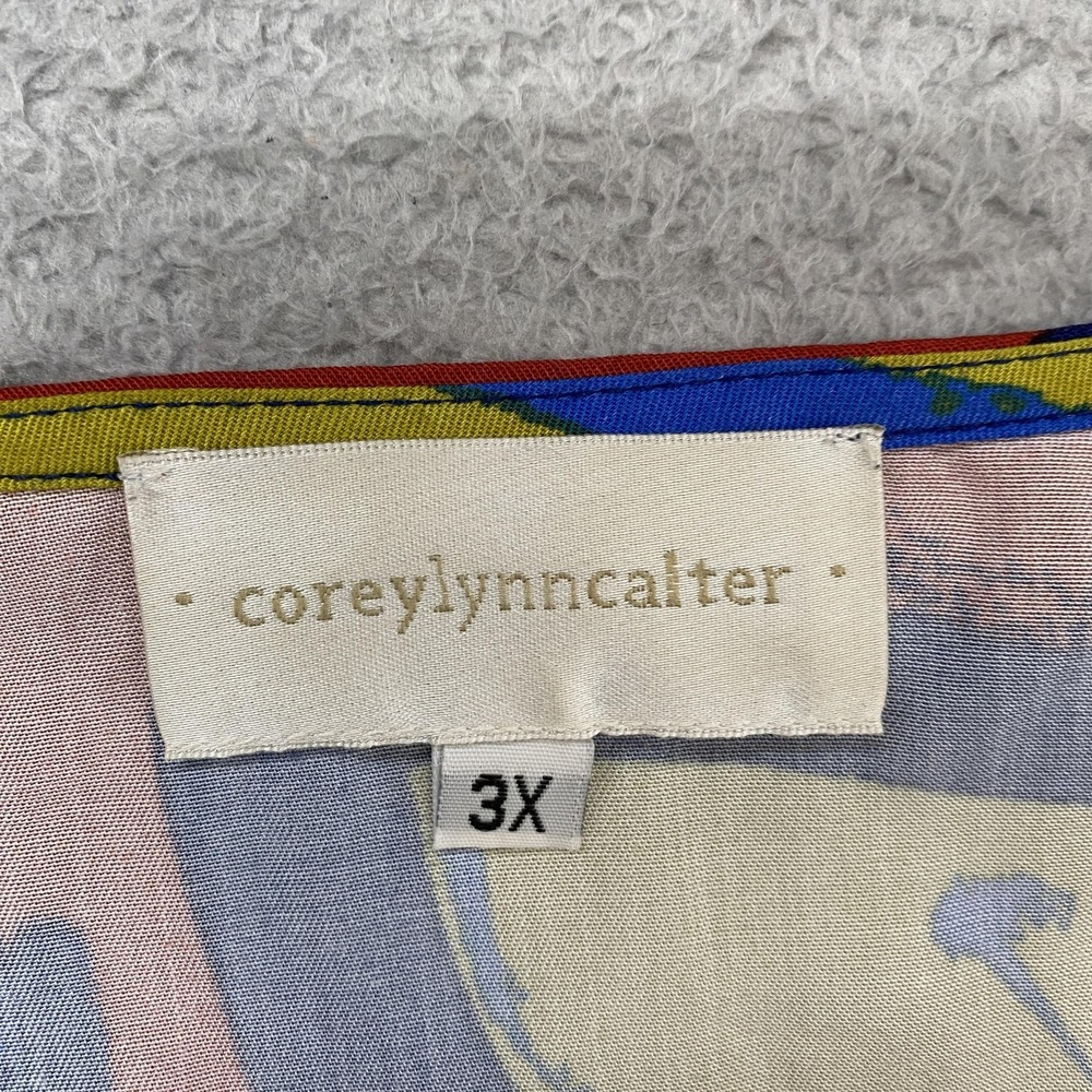 Coreylynncalter Blouse Womens 3X Multicolor Leaf Print Dolman Sleeve Top Boxy - Picture 7 of 13